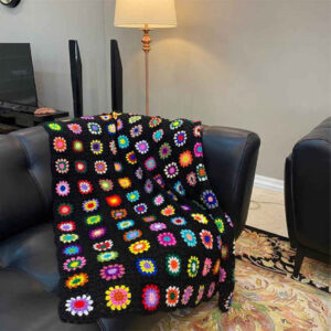 Crochet Throw for Sofa and Bed Checkered Bohemian Tara