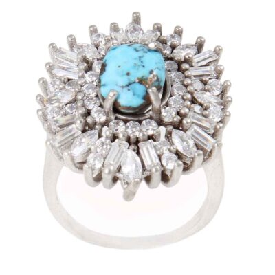 Neyshabur Turquoise Silver Gemstone Cocktail Ring for Women – Farima Model