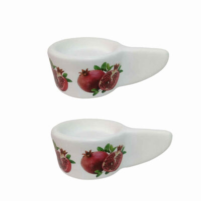 Set of 2 Plaster Tealight Candle Holders, Anar Pomegranate Design, Minimalist Persian Décor