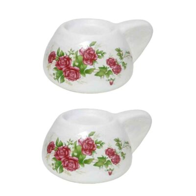 Set of 2 Plaster Tealight Candle Holders, Roya Floral Design, Minimalist Decorative Candle Stand