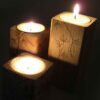 Solid Wooden Cube Tealight Holder Set of 3 / Barg