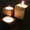 Solid Wooden Cube Tealight Holder Set of 3 / Life
