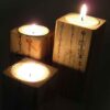 Solid Wooden Cube Tealight Holder Set of 3 / Par