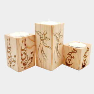 Persian Solid Wooden Cube Tealight Holder Set of 3 / Raghs Sama