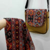 Bohemian Crossbody Shoulder Bag & Shawl Set with Jajim Pattern