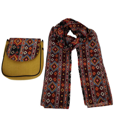 Bohemian Crossbody Shoulder Bag & Shawl Set with Jajim Pattern