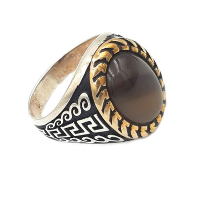 Sulemani Hakik Silver Gemstone Ring for Men – Moloud Model, Traditional Persian Design