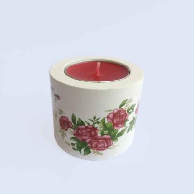 Plaster Tealight Candle Holder, Gol Floral Design, Minimalist Persian-Inspired Décor