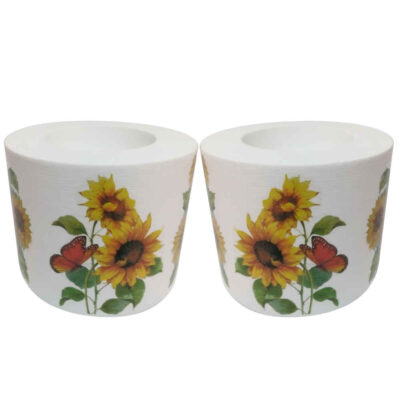Plaster Tealight Candle Holder, Sunflower Design, Minimalist Persian-Inspired Tabletop Décor