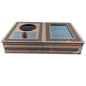 Elegant Wooden Tea Organizer Chest with Integrated Warmer