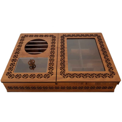 Wooden Tea Box Organizer & Storage with Integrated Warmer for Snacks, Nuts & Chocolate - Arnika Design