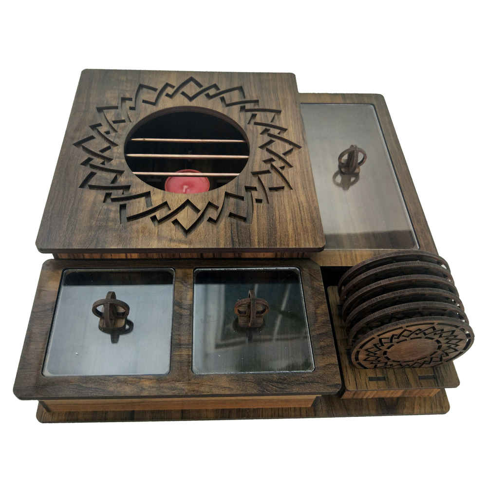 Aryana Edition Wooden Tea Organizer Chest with Warming Base