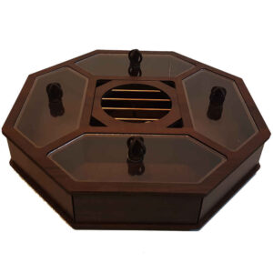 Delara Wooden Tea Bag Organizer Chest with Integrated Warmer