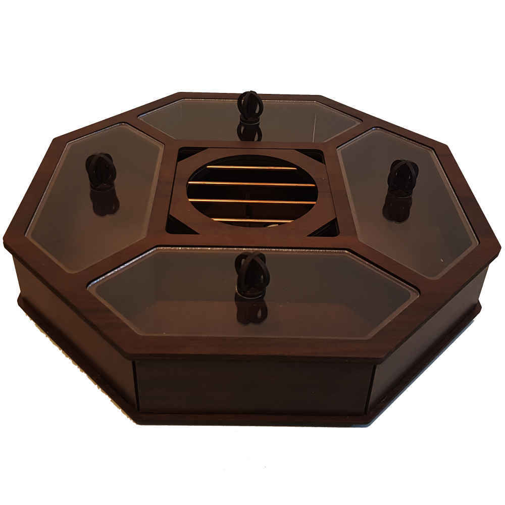 Delara Wooden Tea Bag Organizer Chest with Integrated Warmer