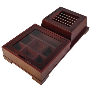 Delsa Design Wooden Tea Organizer Chest with Warming Base