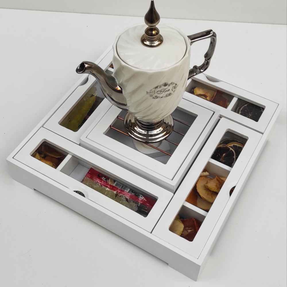 Hasti Edition Warmer-Equipped Wooden Tea Storage Chest