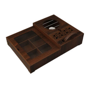 Mahyas Edition Wooden Tea Storage Organizer Chest with Warmer