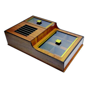 Handcrafted Wooden Tea Organizer Chest Featuring Built-In Warmer