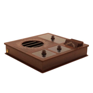 Modern Wooden Tea Storage Chest with Built-In Warming Feature