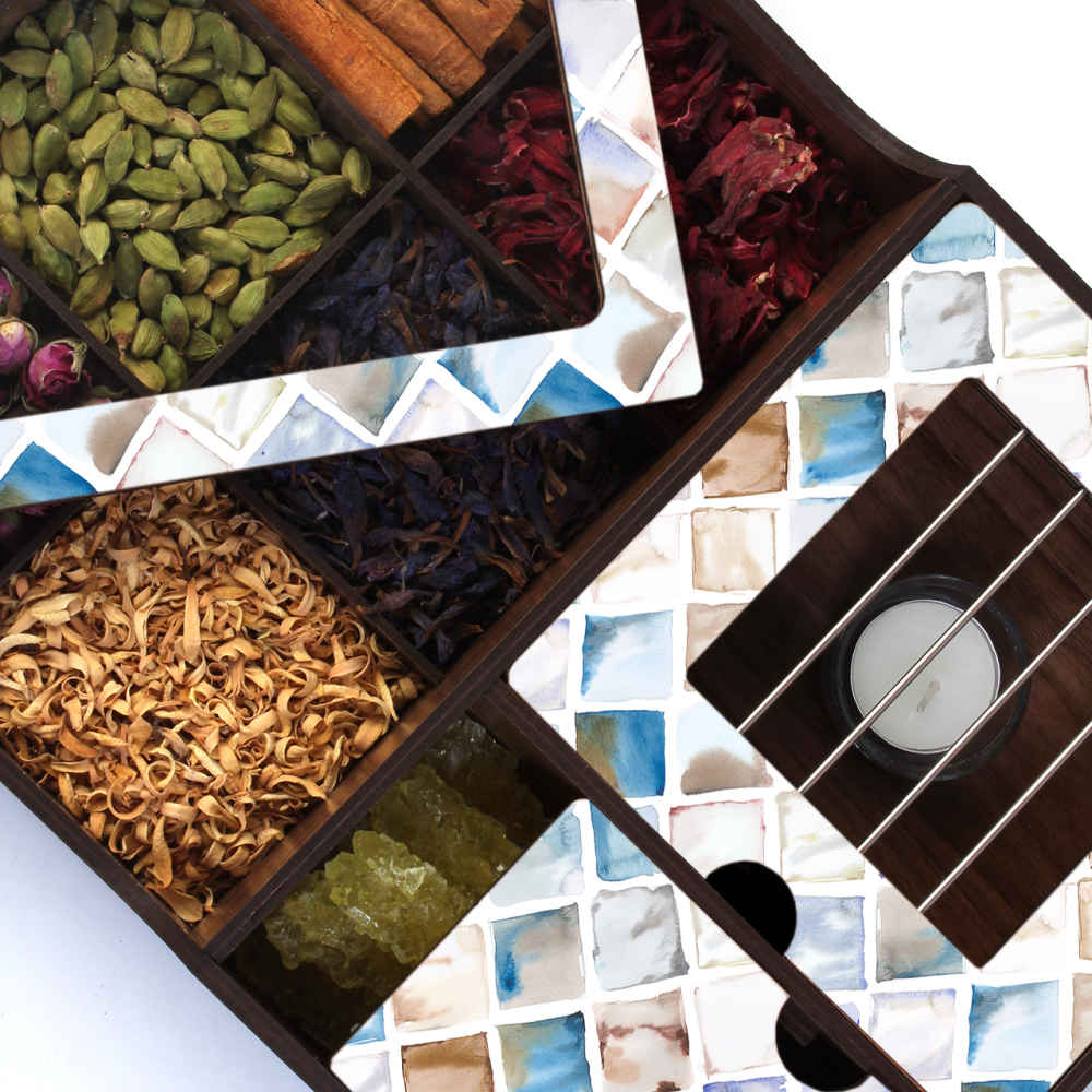 Unique Wooden Tea Storage Chest with Integrated Warmer Function