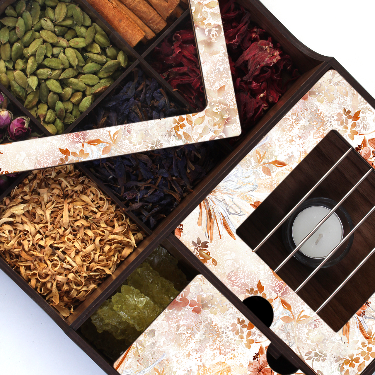 Yekta Model Tea Organizer Chest with Built-In Warmer