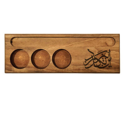 Rustic Wooden Tealight Candle Holder, Flat Tabletop Design, Persian In Niz Bogzarad Quote Décor