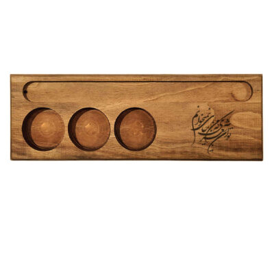 Rustic Wooden Tealight Candle Holder, Flat Tabletop Design, Persian Poem Décor