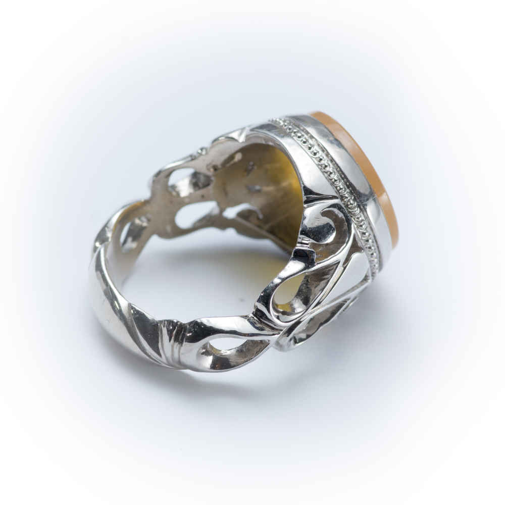 Islamic Yemeni Aqeeq Silver Ring for Men Al Ikhlas