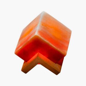 Persian Cube Salt Lamp – Handcrafted Cubic Design with Wooden Base