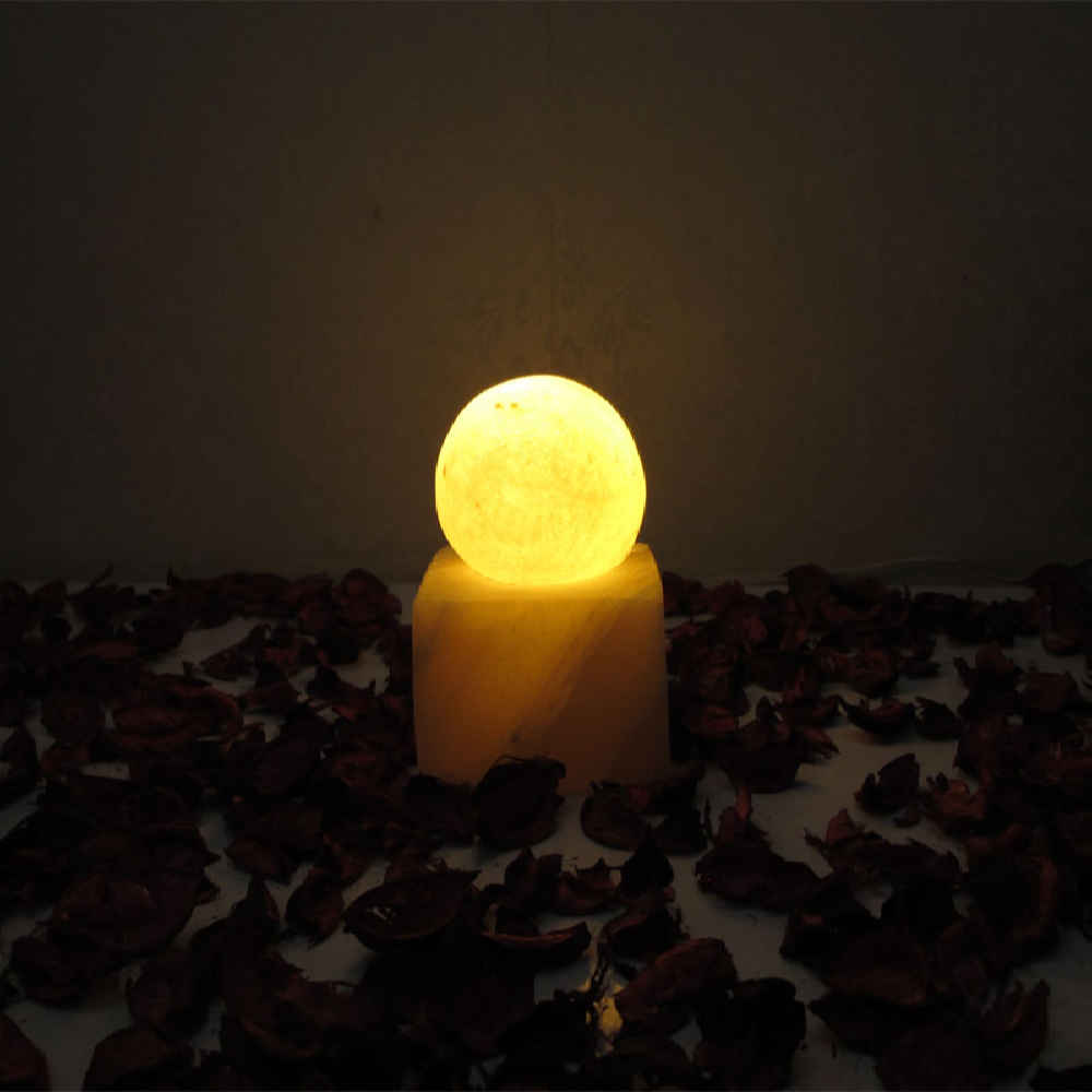 Persian Globe Salt Lamp – Handcrafted Design with Cube Base