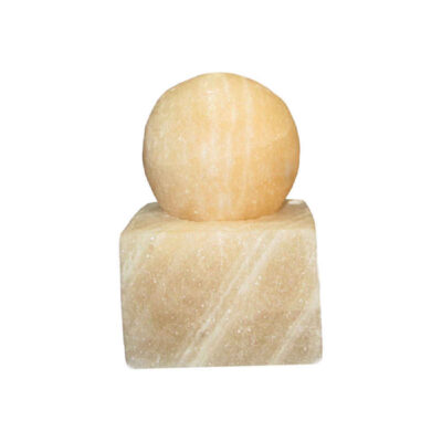 Persian Globe Salt Lamp with Cube Base for Bedroom and Living Room