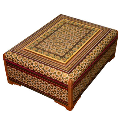 Handcrafted Wooden Jewelry Box with Persian Khatam Design - Ahoura