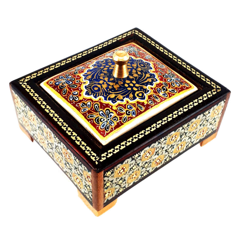 Handcrafted Wooden Jewelry Box with Persian Khatam Design – Arsha
