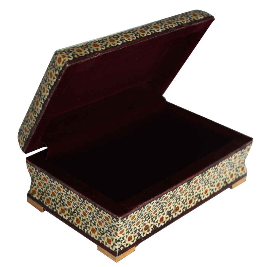 Handcrafted Wooden Jewelry Box with Persian Khatam Design – Bina