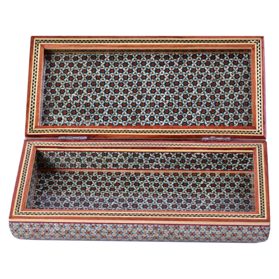 Handcrafted Wooden Jewelry Box with Persian Khatam Design – Borna