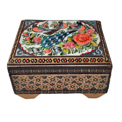 Handcrafted Wooden Jewelry Box with Persian Khatam Design - Hedieh