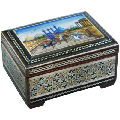 Handcrafted Wooden Jewelry Box with Persian Khatam Design - Naghsh Jahan
