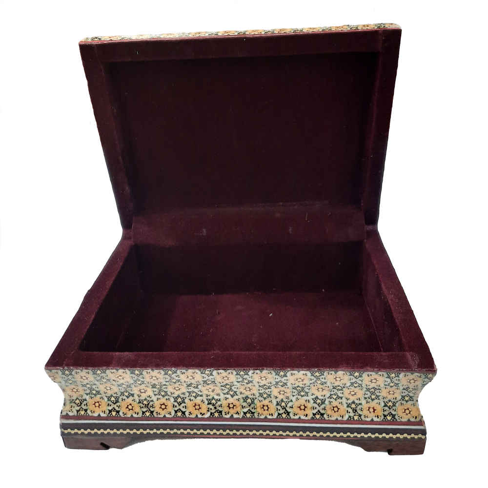 Handcrafted Wooden Jewelry Box with Persian Khatam Design – Paeez