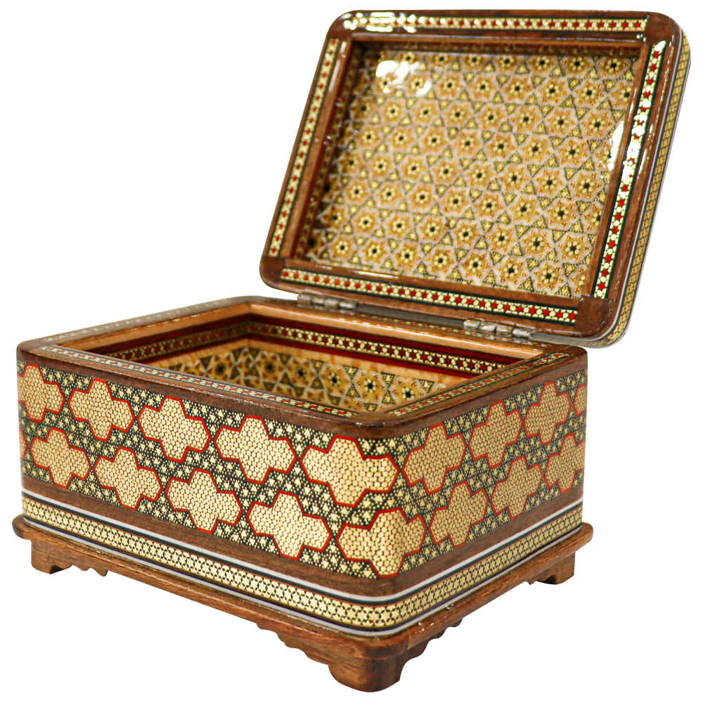 Handcrafted Wooden Jewelry Box with Persian Khatam Design – Rana