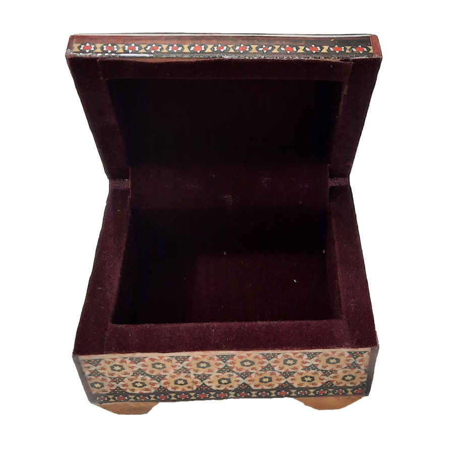 Handcrafted Wooden Jewelry Box with Persian Khatam Design – Soraya