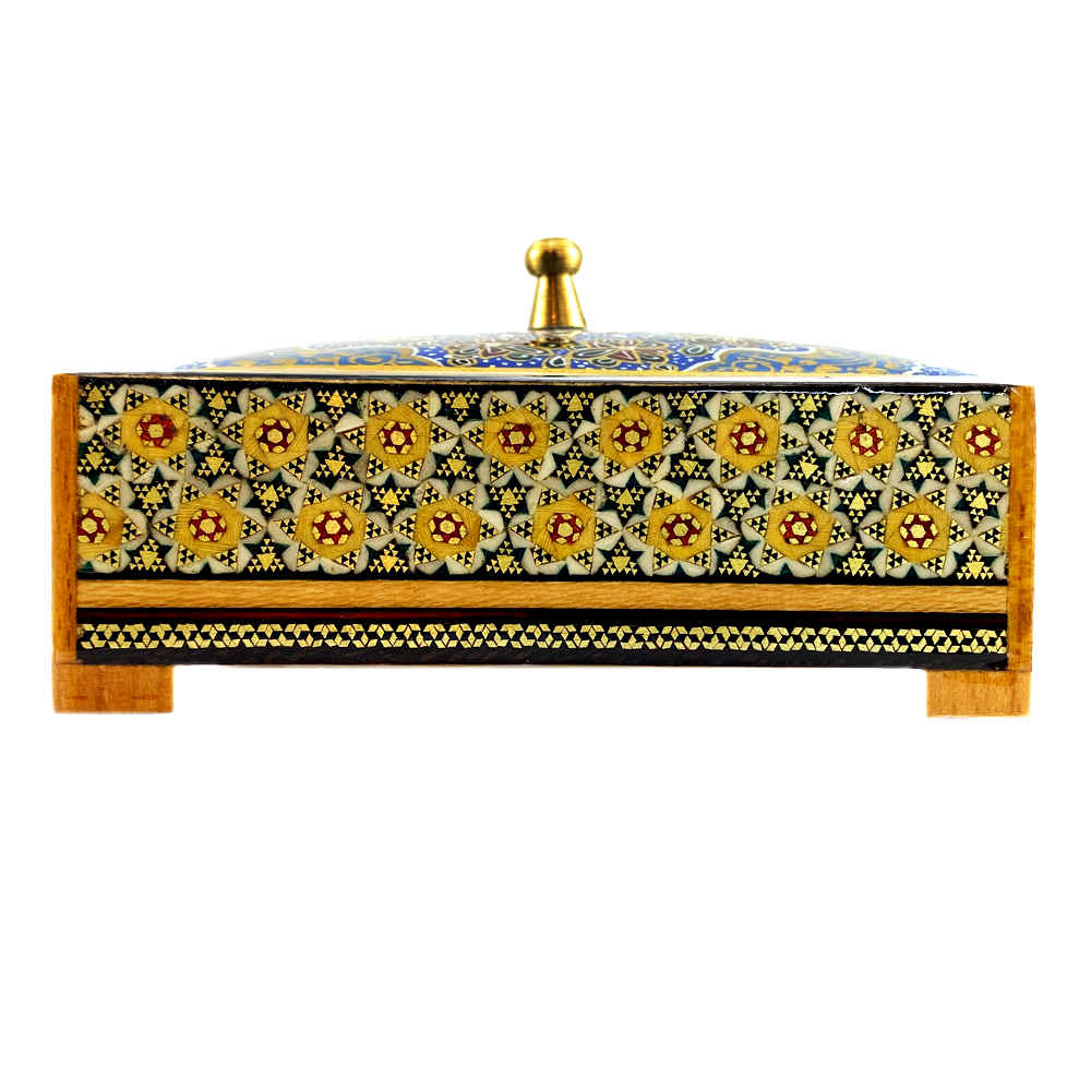 Handcrafted Wooden Jewelry Box with Persian Khatam Design – Yalda