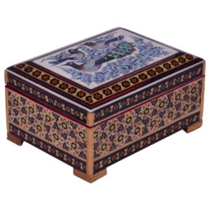 Handcrafted Wooden Jewelry Box with Persian Khatam Design – Parnia