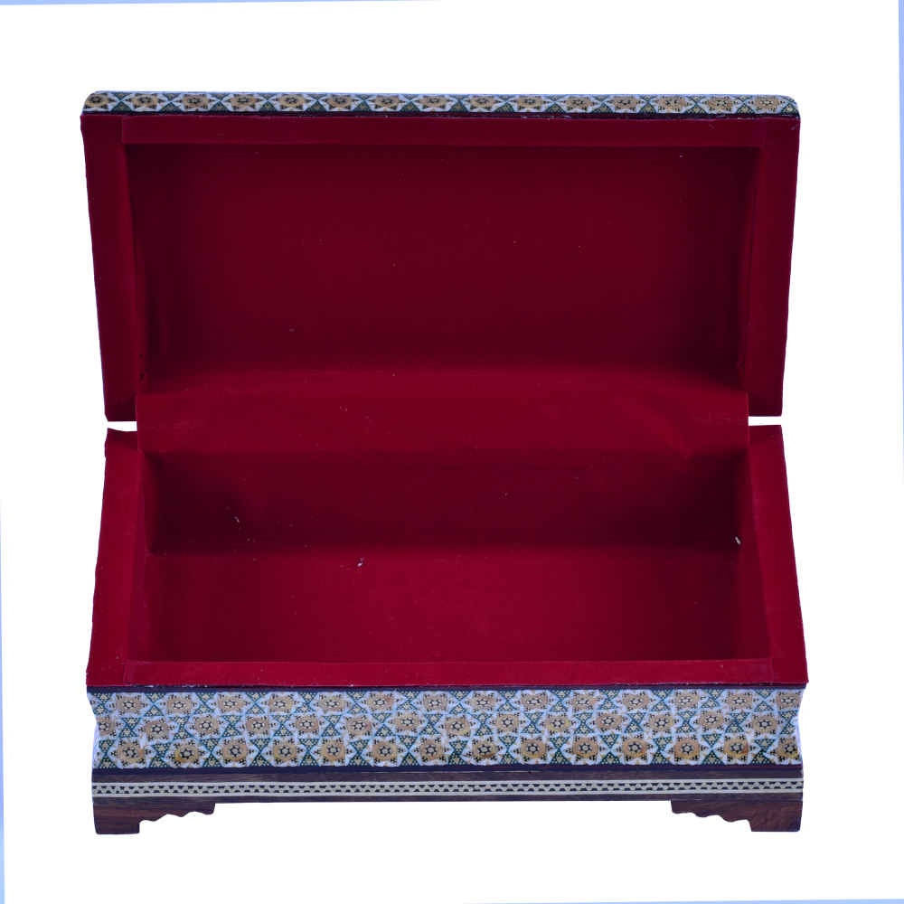 Handcrafted Wooden Jewelry Box with Persian Khatam Design – Setareh