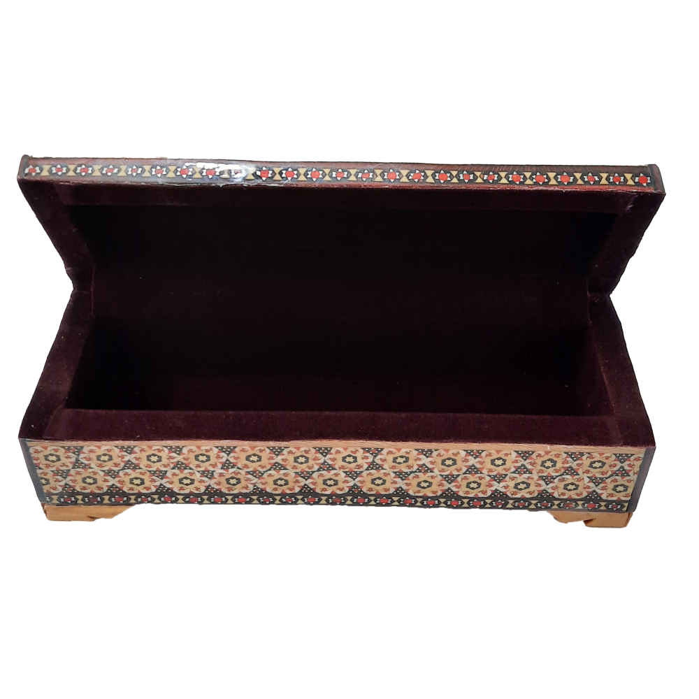 Wooden Pencil Box Handcrafted with Persian Khatamkari Art Nahal