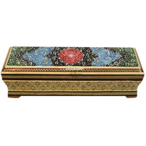 Wooden Pencil Box Handcrafted with Persian Khatamkari Art Ronak