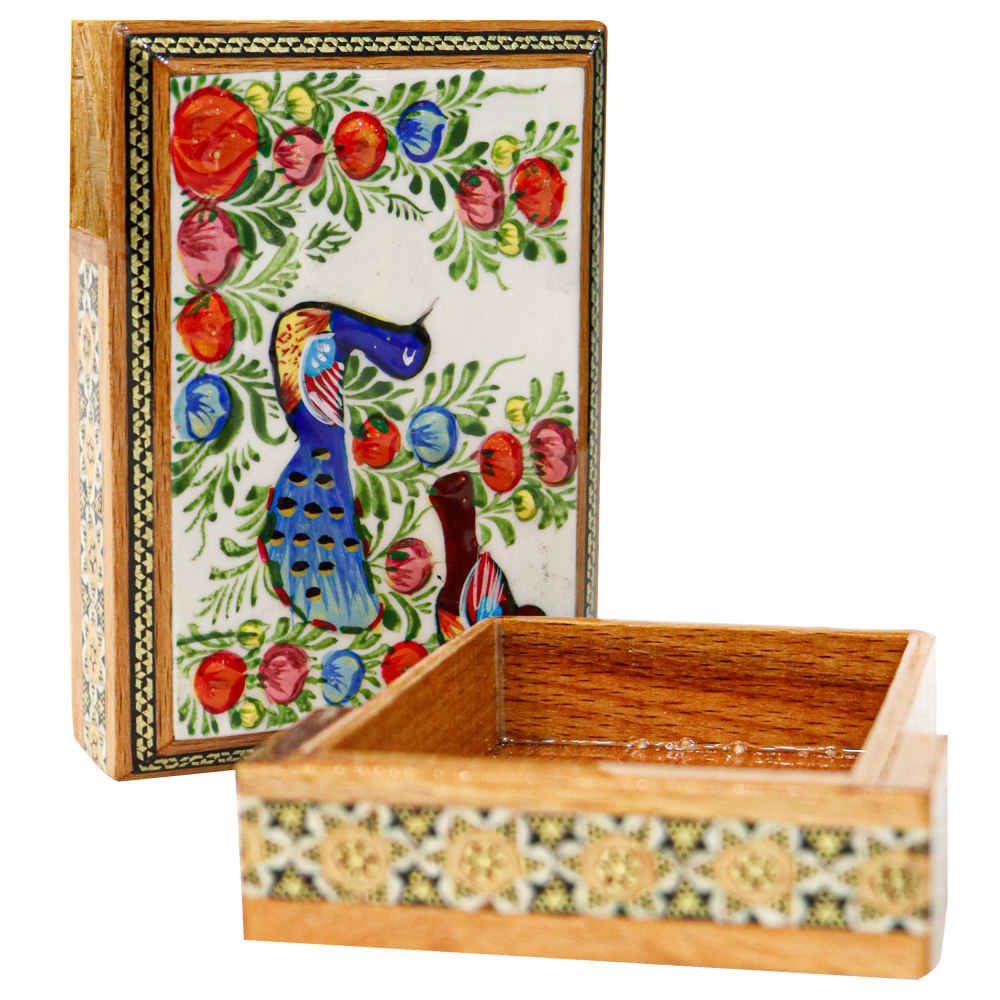 Persian Wooden Playing Card Box – Khatam Enameled Birds