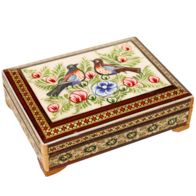 Wooden Business Card Box Inspired by Persian Khatamkari Art Homa