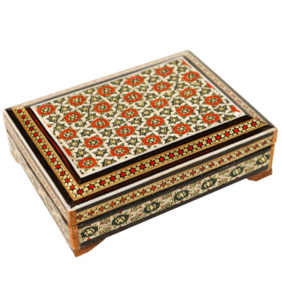 Wooden Business Card Box Inspired by Persian Khatamkari Art Laya