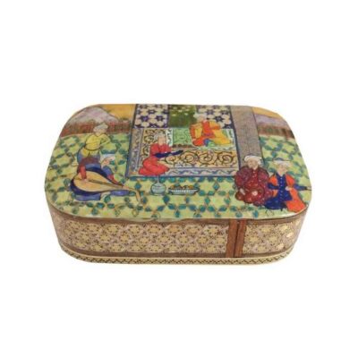Wooden Business Card Box Inspired by Persian Khatamkari Art Maktab