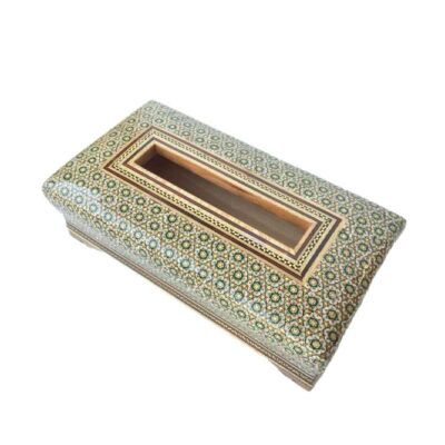 Handcrafted Persian Wooden Tissue Box Cover – Khatamkari Jana